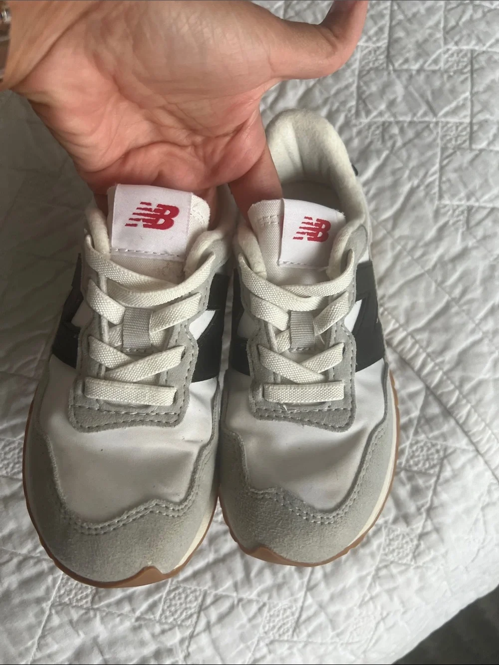 New Balance Kids White, Gray and Black Retro Runner Sneakers